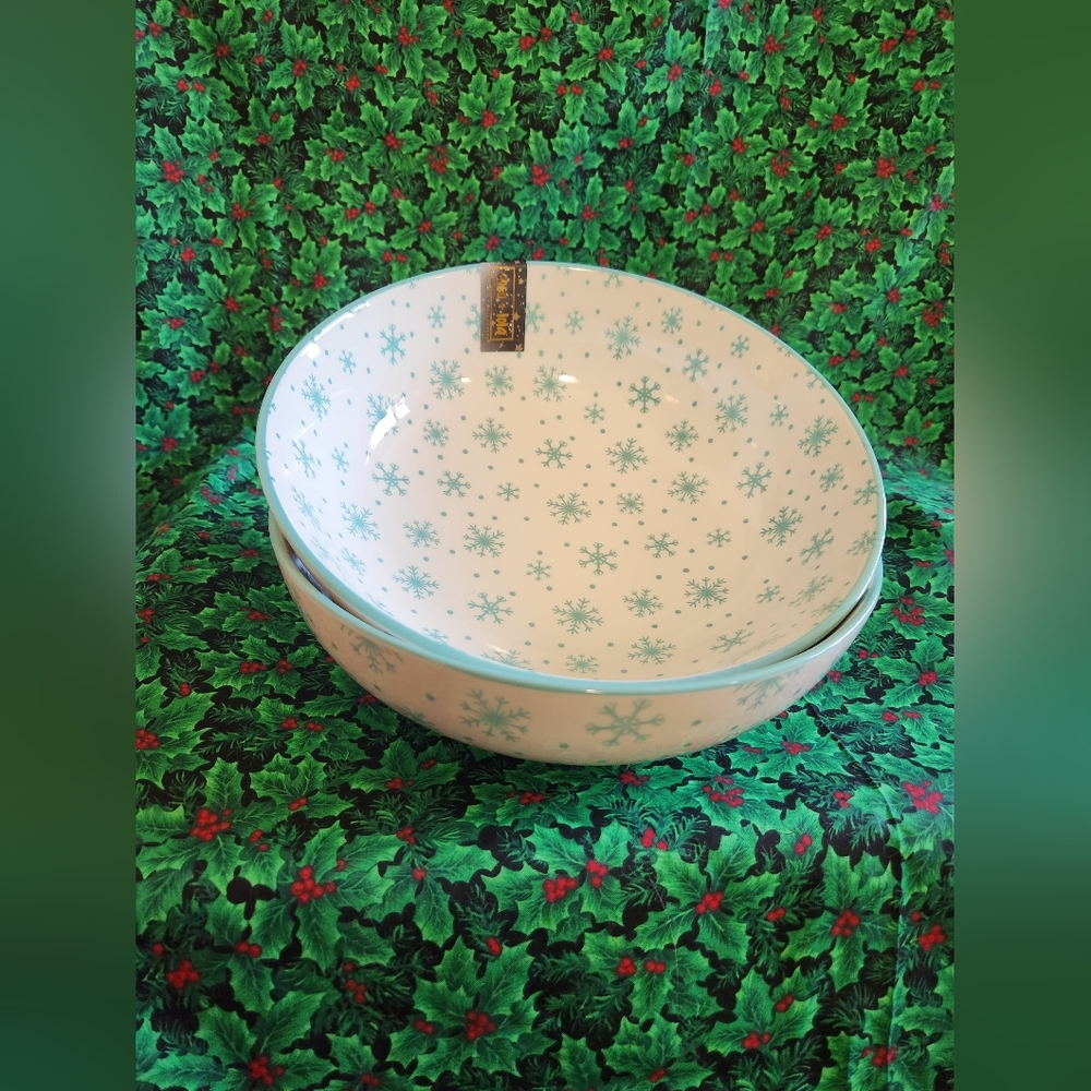 Coca + Lola Snowflakes Dinner Bowls Set Of 2 NWT